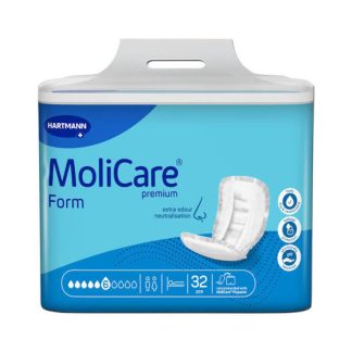 MoliCare Premium Form incontinence pad, 6 drops absorbency, blue packaging, 32 pieces