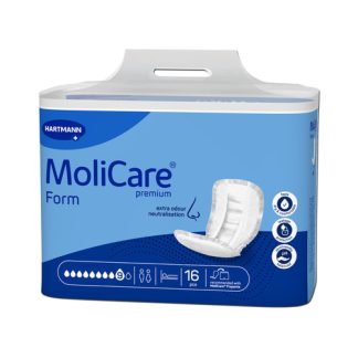 MoliCare Premium Form incontinence pad, 9 drops absorbency, navy packaging, 16 pieces