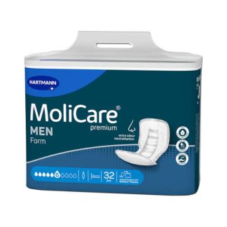 MoliCare Premium Form Men incontinence pad, 6 drops absorbency, silver/navy packaging, 32 pieces